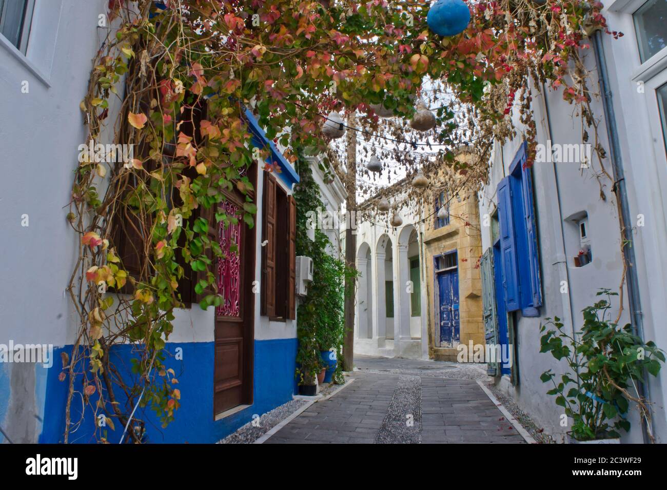 Koskinou, vista sulla città vecchia, Rodi, Grecia Foto Stock
