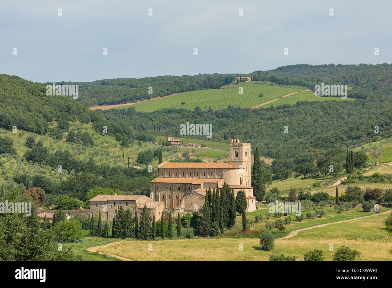Abbazia di Sant'Antimo a Montalcino, Toscana, Italia Foto Stock