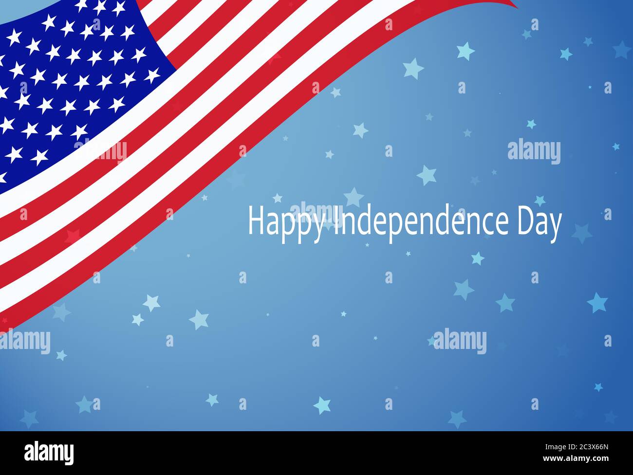 USA Independence Day con bandiera americana e stelle. Sfondo per congratulazioni. Foto Stock