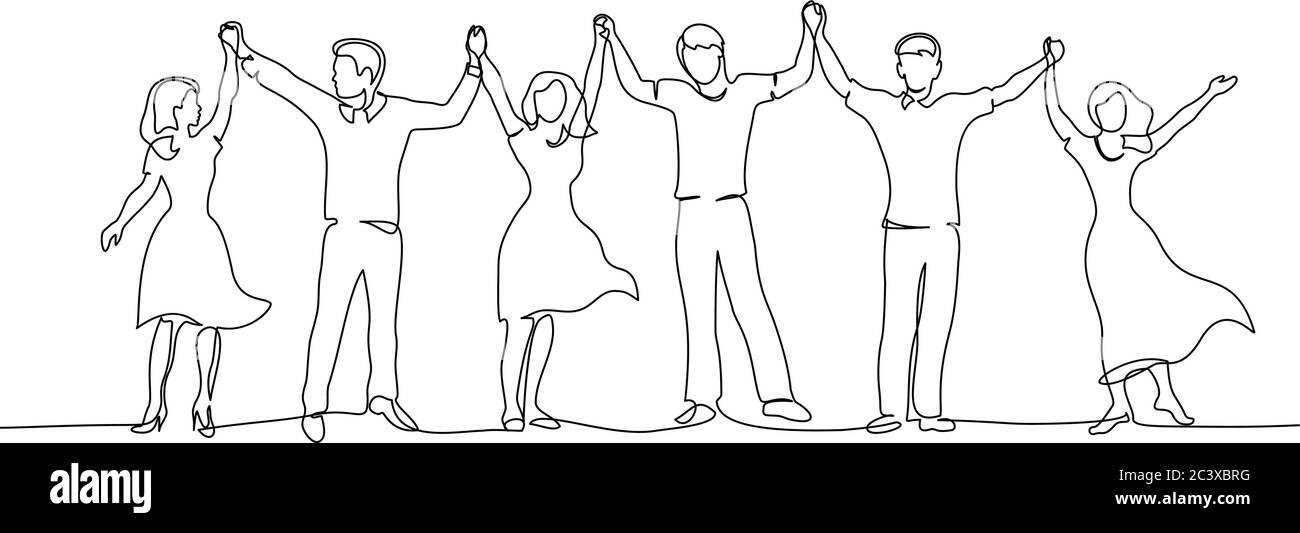 Disegno continuo di una linea. Coppia felice in piedi e tenendo le mani insieme. Illustrazione vettoriale Illustrazione Vettoriale