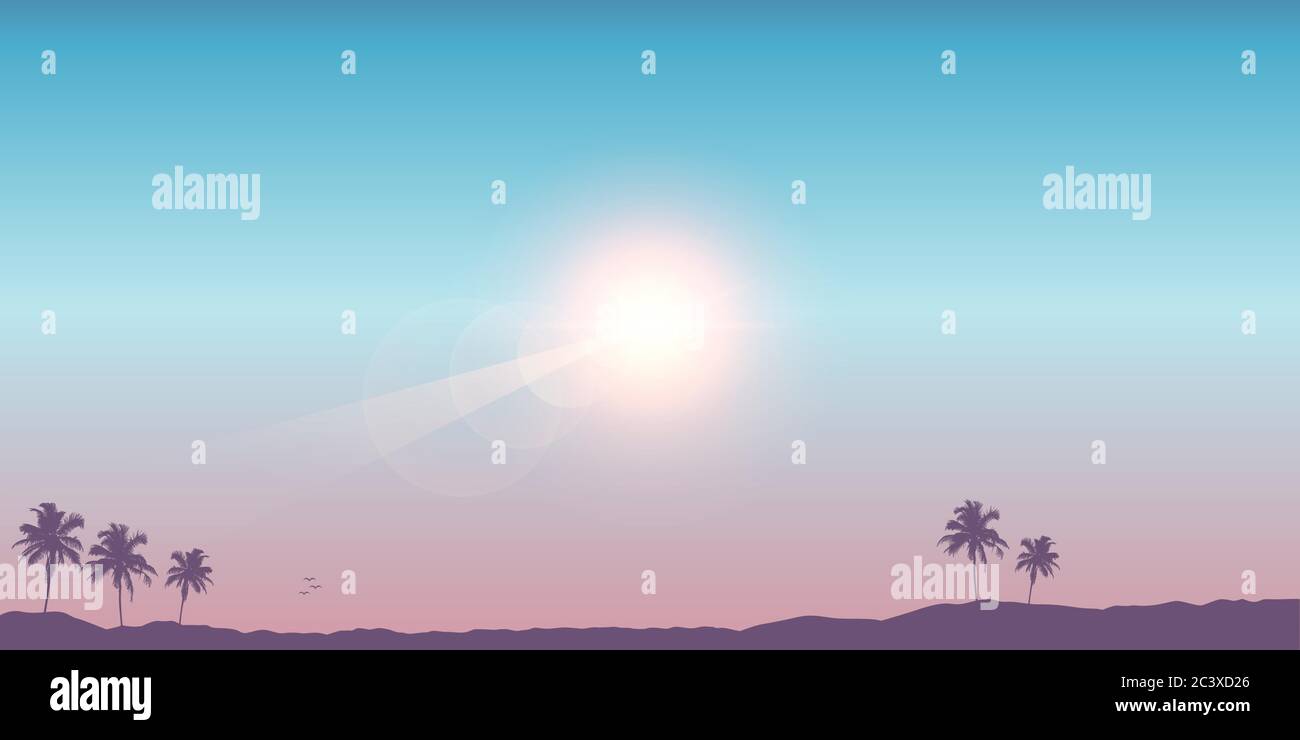 Paesaggio tropicale con palme su un giorno di sole vettore illustrazione EPS10 Illustrazione Vettoriale