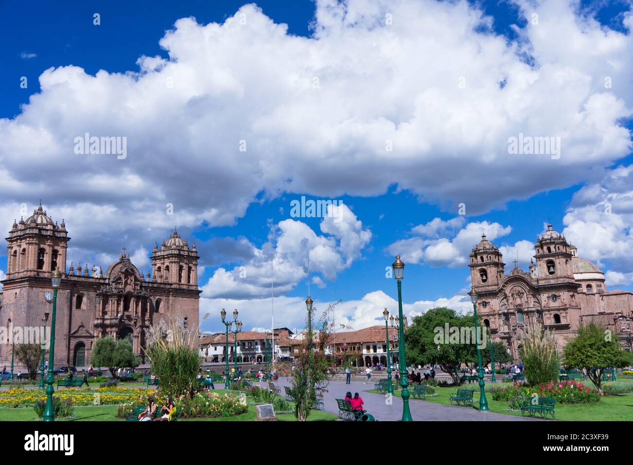 Città vecchia vista strada Cuzco, Perù Foto Stock