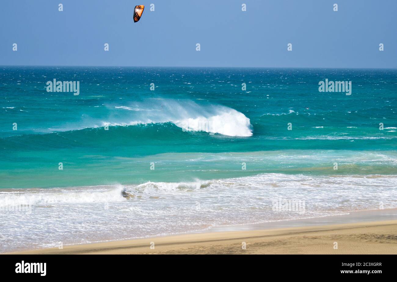 Kitesurf a capo verde Foto Stock