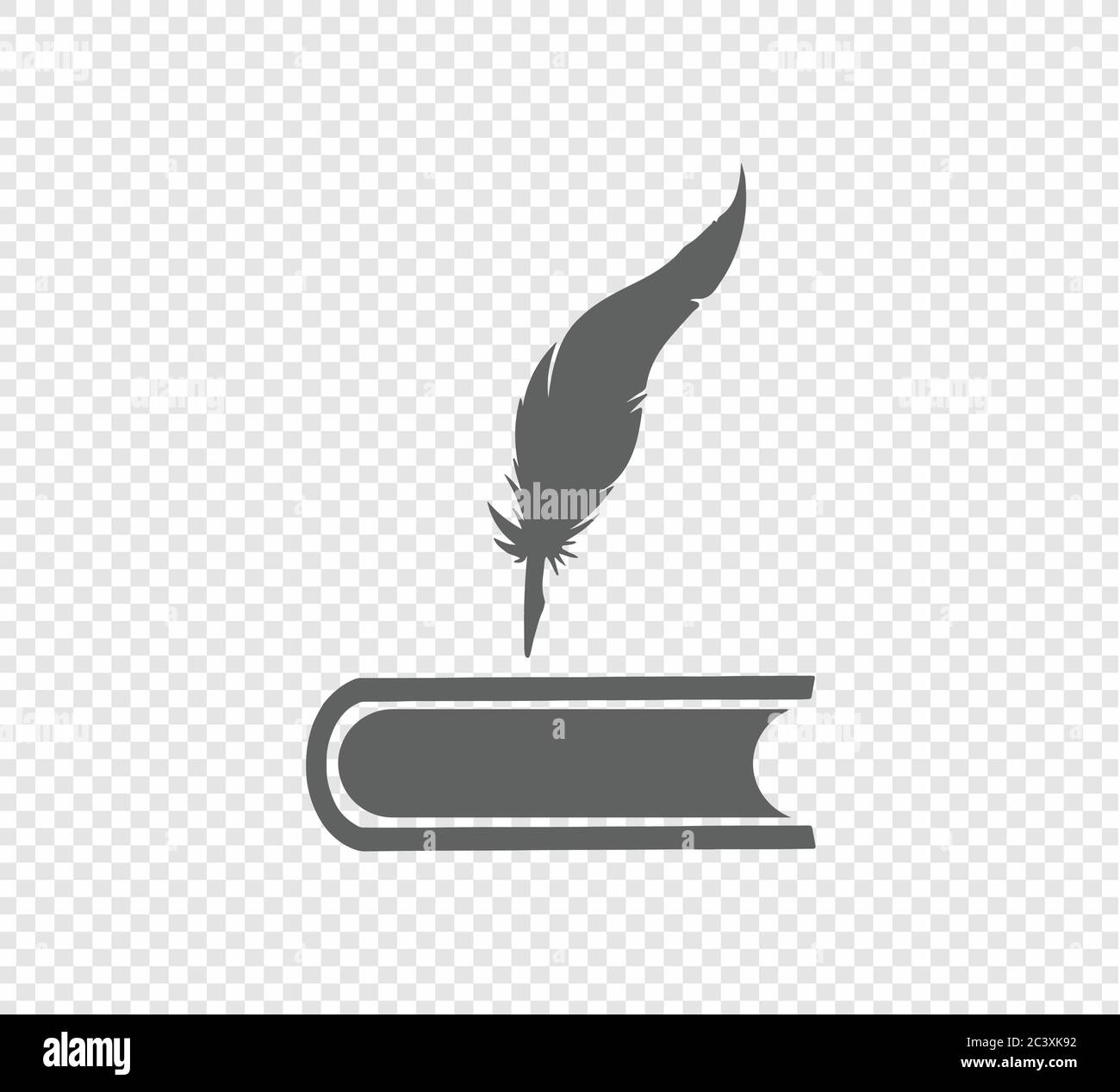 Libro e penna d'inchiostro vintage. Bella silhouette in piuma Illustrazione Vettoriale