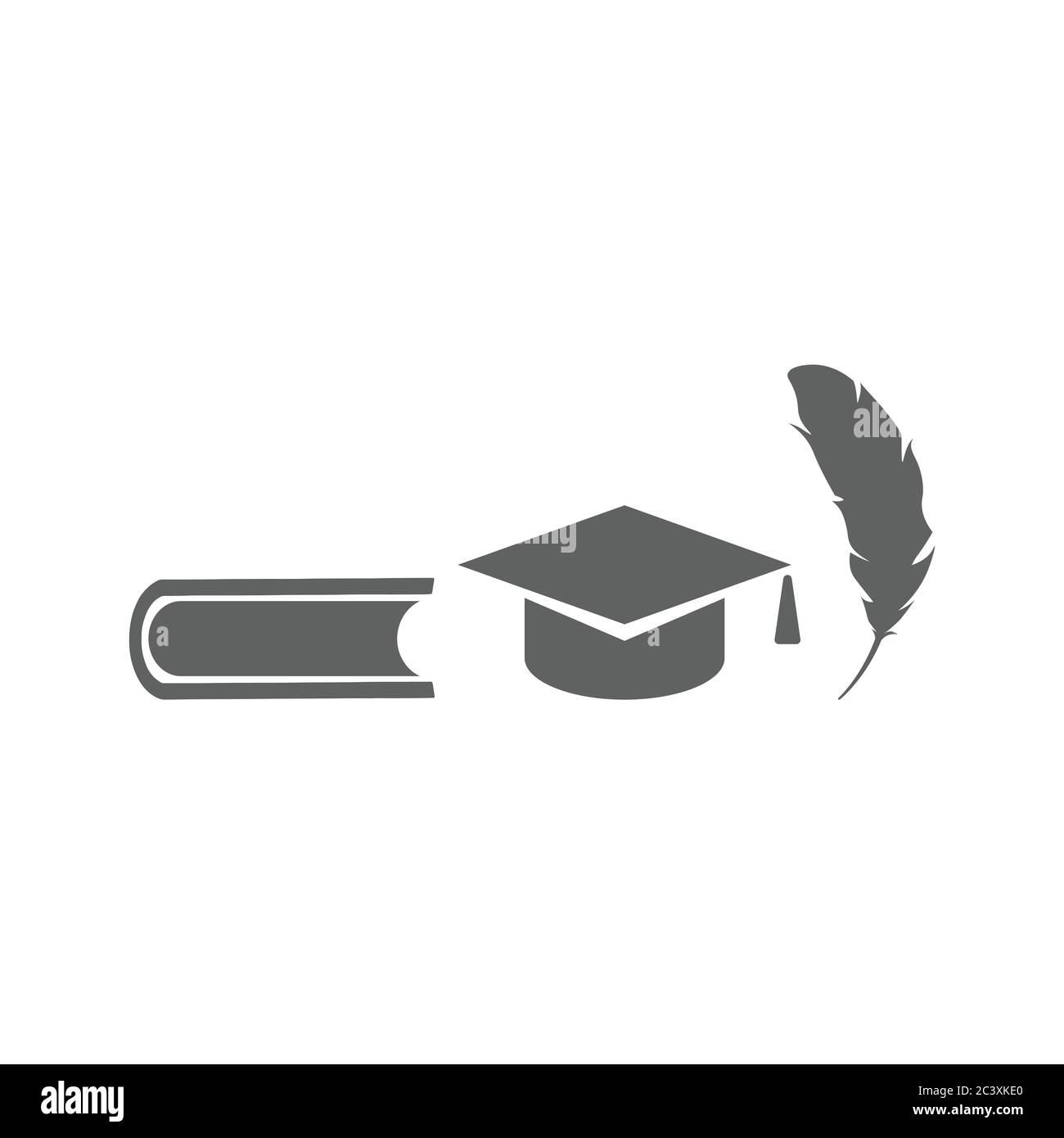 Simbolo Education. Per celebrare il cappello, la piuma e il libro di laurea. Vecchio libro chiuso, penna vintage e cappello di laurea. Illustrazione Vettoriale Simbolo Education. Per celebrare il cappello, la piuma e il libro di laurea. Vecchio libro chiuso, penna vintage e cappello di laurea. Illustrazione Vettoriale
