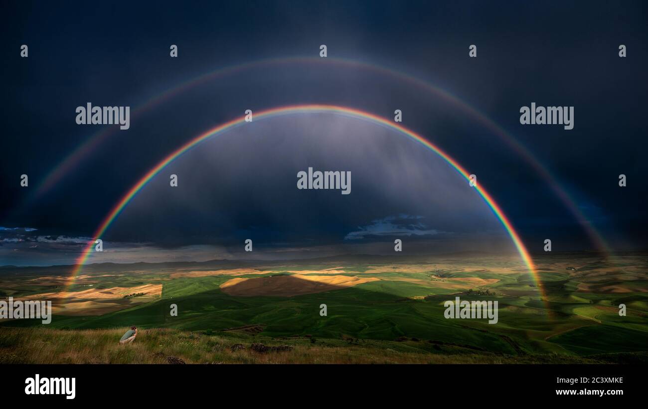 Arcobaleno sopra il Palouse Foto Stock