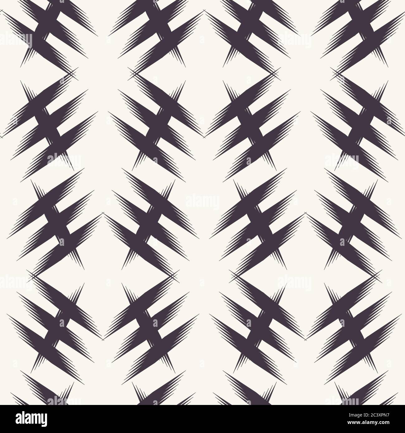 Modello vettoriale senza giunture. Moderna forma geometrica a croce disegnata a mano. Ripetizione dello sfondo della linea astratta. Geo. Monocromatico ornamentale Superficie alla moda Illustrazione Vettoriale