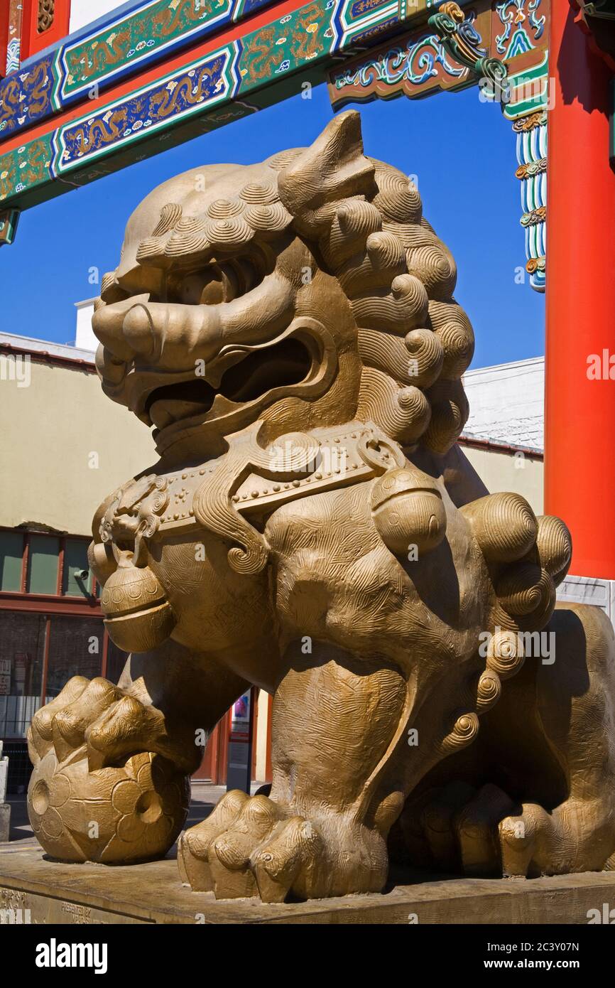 Chinatown Gate nel quartiere Chinatown di Portland, Oregon, Stati Uniti d'America Foto Stock