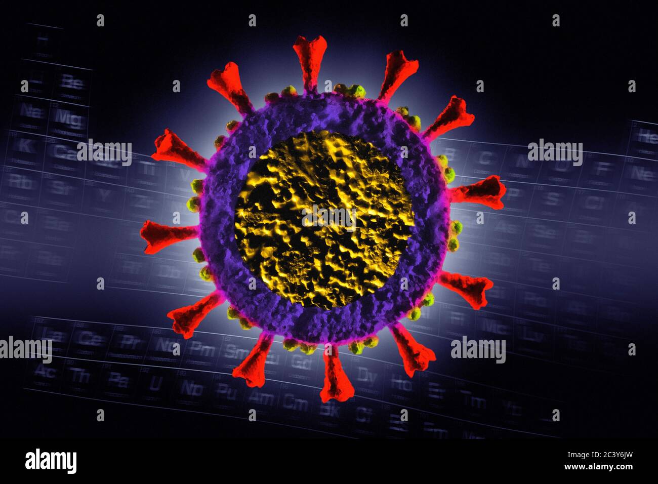 Modello Coronavirus generato digitalmente Foto Stock