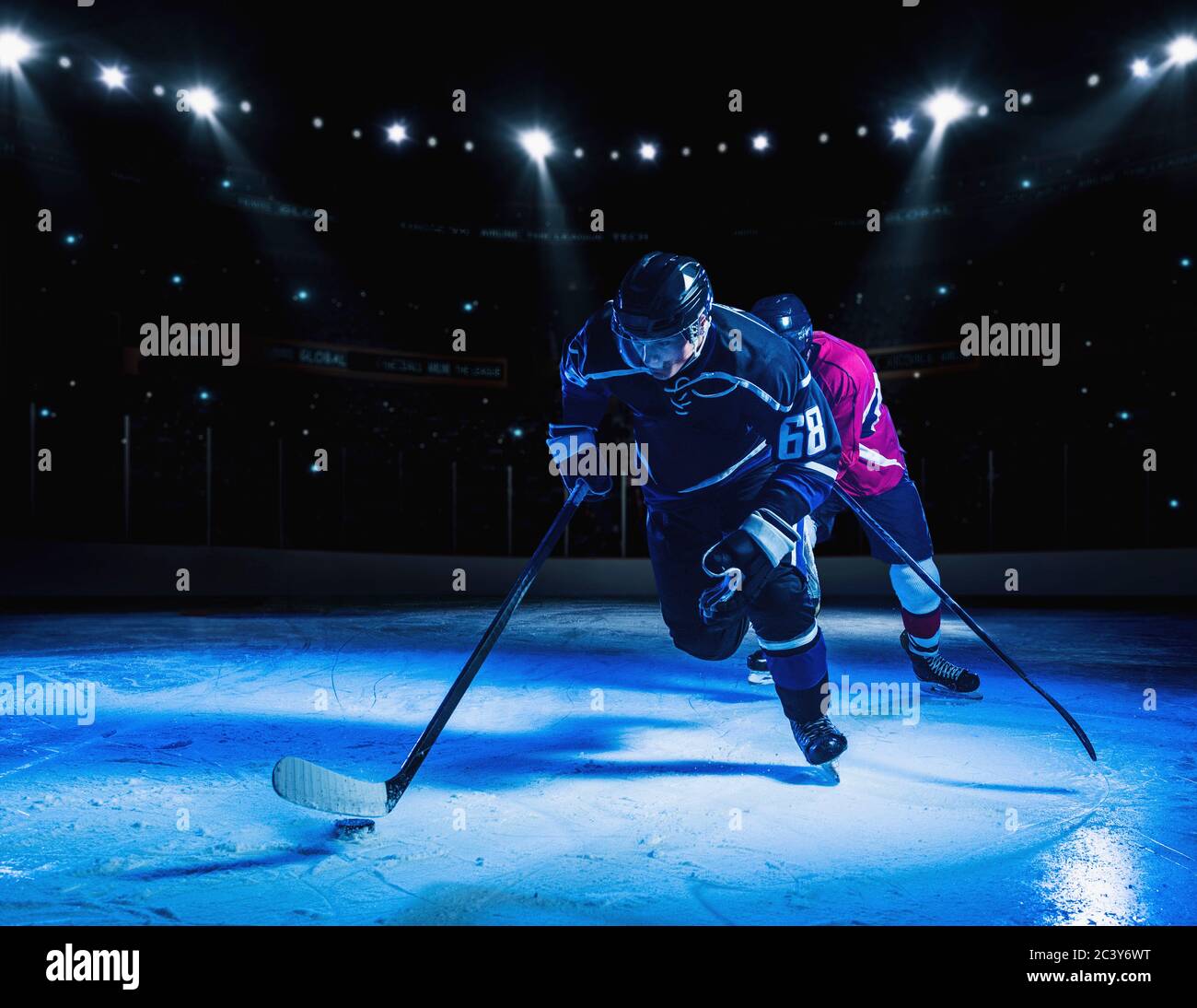 Giocatori di Hockey durante la partita Foto Stock