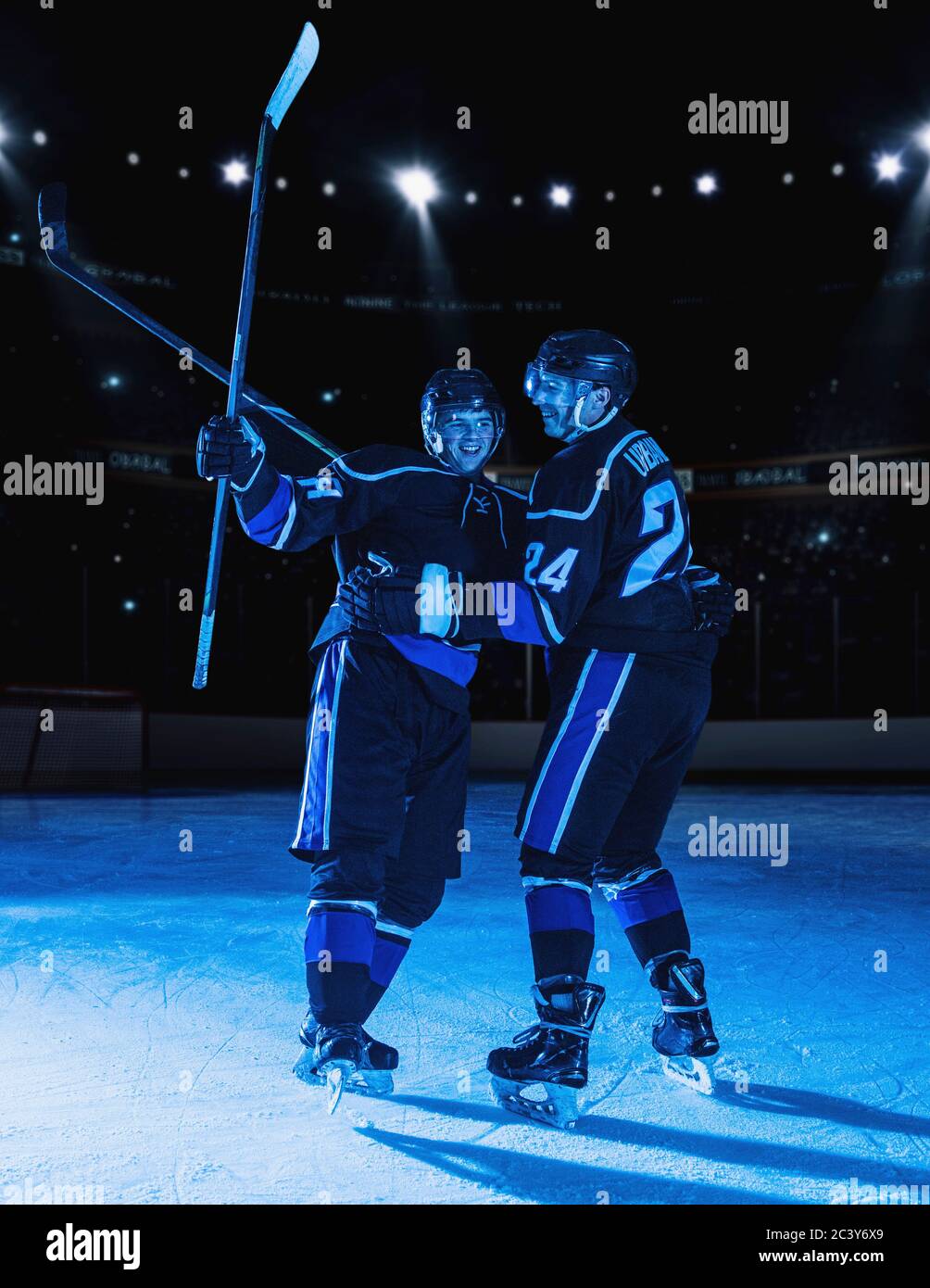 I giocatori di hockey celebrando Foto Stock