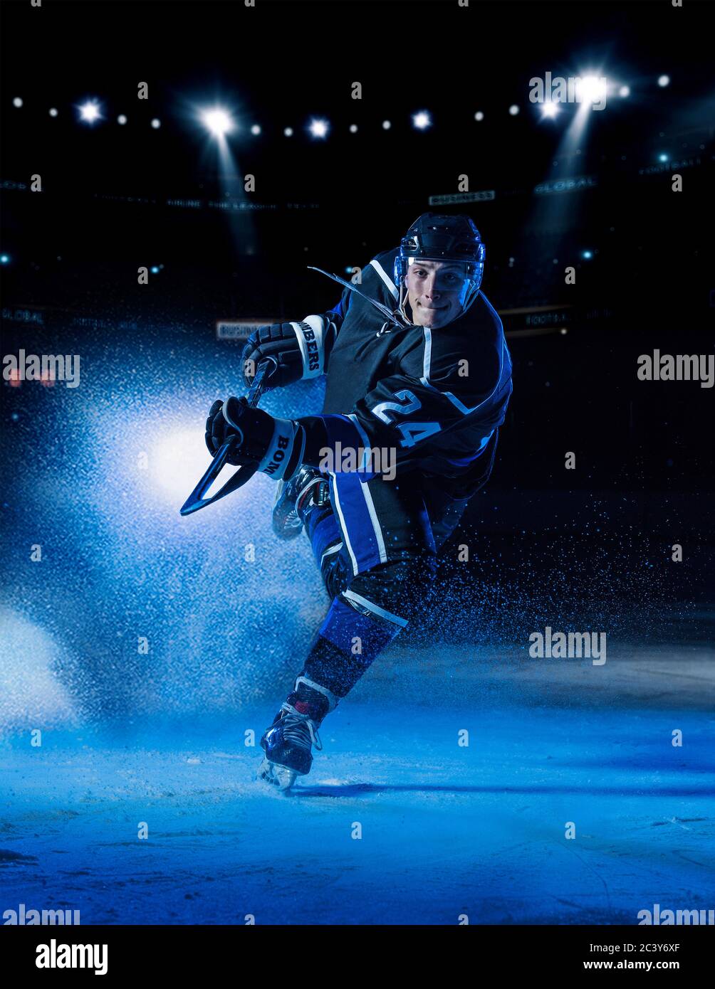 Giocatore di Hockey impressionante Foto Stock