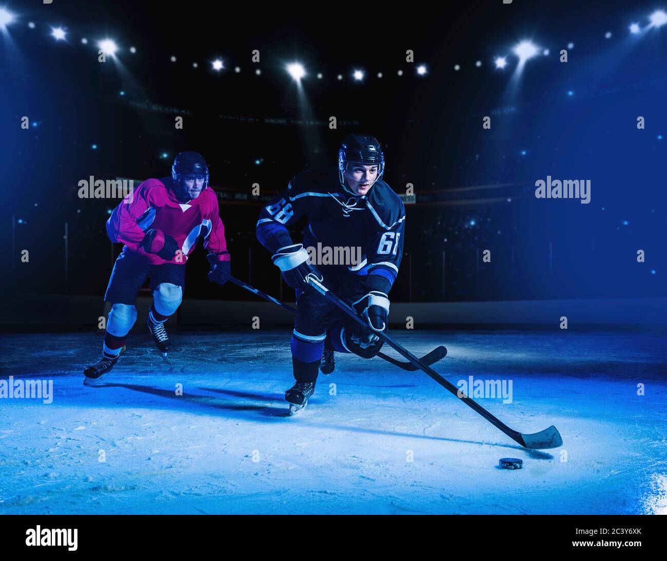 Giocatori di Hockey durante la partita Foto Stock