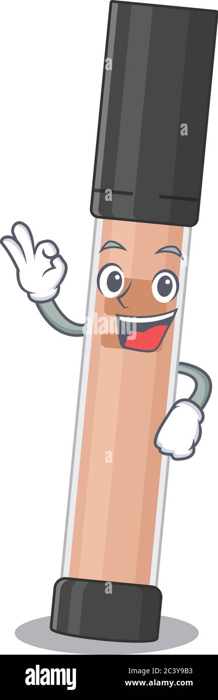 Brightener cartoon mascotte design con le pose delle dita OK Illustrazione Vettoriale