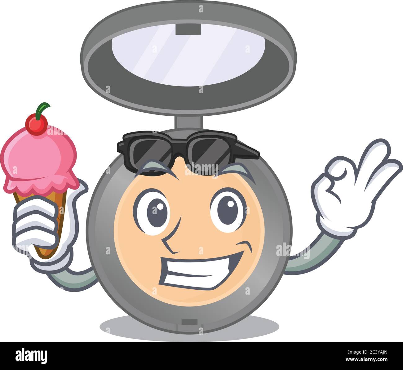 Un concetto di design caricature dell'evidenziatore con gelato a cono Illustrazione Vettoriale