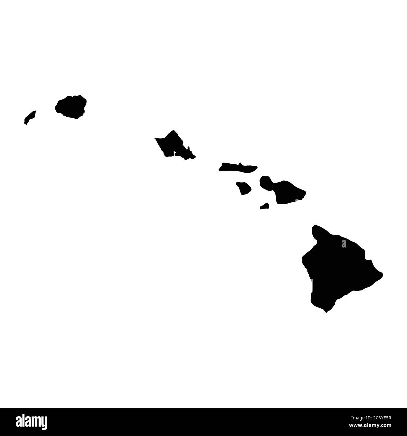 Hawaii HI state Maps Stati Uniti. Mappa solida silhouette nera isolata su sfondo bianco. Vettore EPS Illustrazione Vettoriale