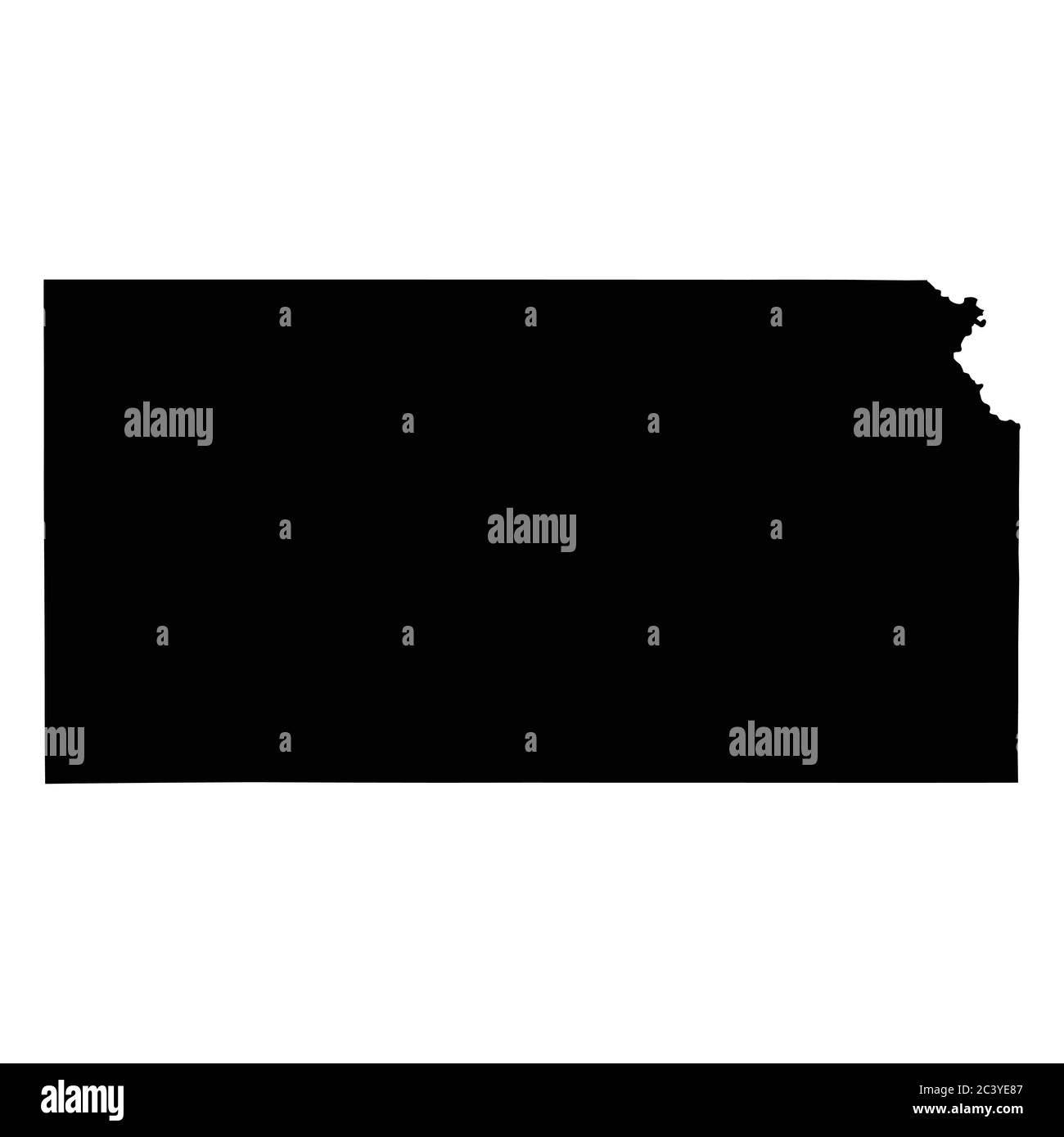 Mappe dello stato Kansas KS. Mappa solida silhouette nera isolata su sfondo bianco. Vettore EPS Illustrazione Vettoriale