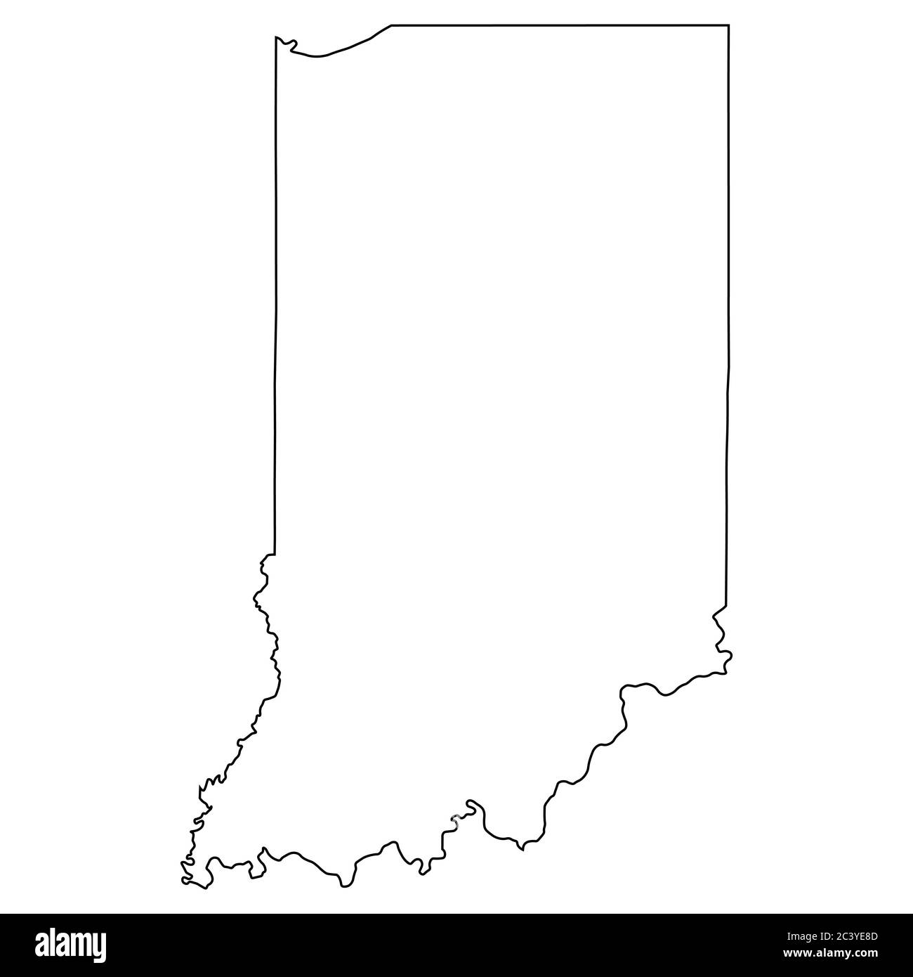 Indiana IN mappe di stato. Mappa con contorno nero isolata su sfondo bianco. Vettore EPS Illustrazione Vettoriale