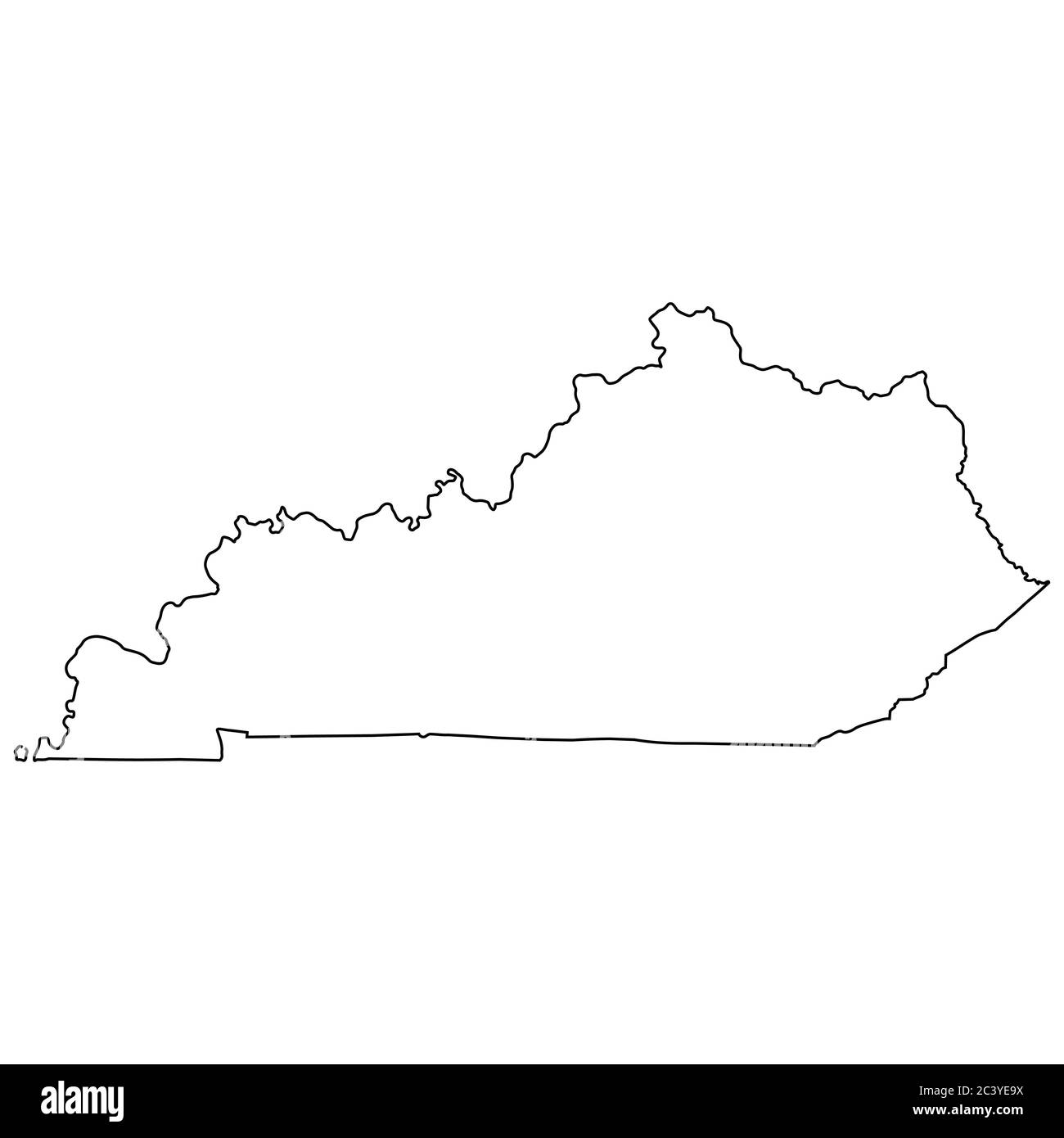 Kentucky KY state Maps. Mappa con contorno nero isolata su sfondo bianco. Vettore EPS Illustrazione Vettoriale