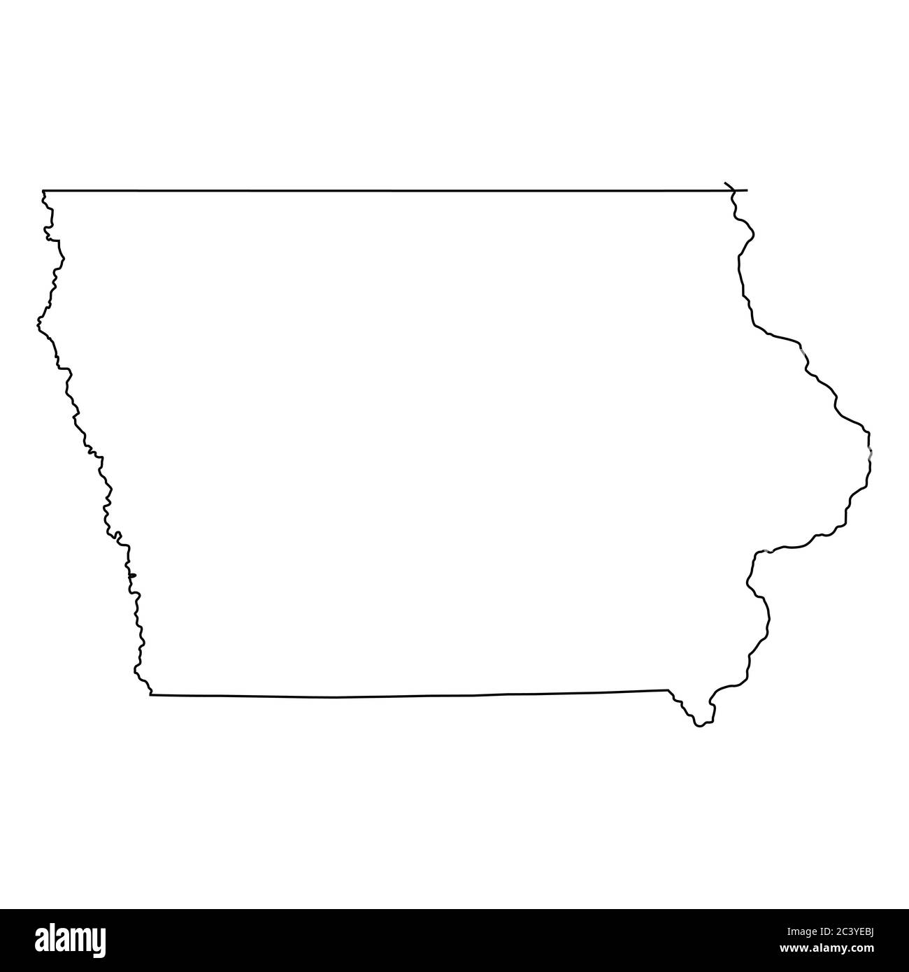 Mappe dello stato dell'Iowa IA. Mappa con contorno nero isolata su sfondo bianco. Vettore EPS Illustrazione Vettoriale