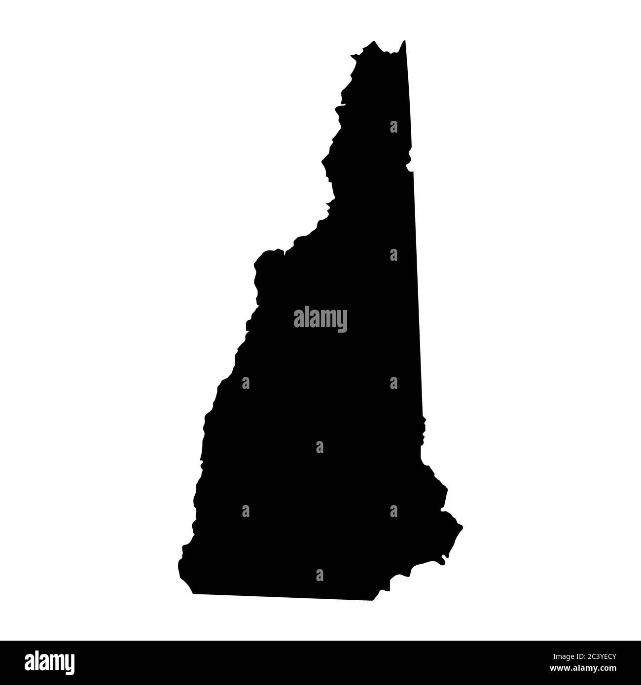 New Hampshire NH state Maps. Mappa solida silhouette nera isolata su sfondo bianco. Vettore EPS Illustrazione Vettoriale