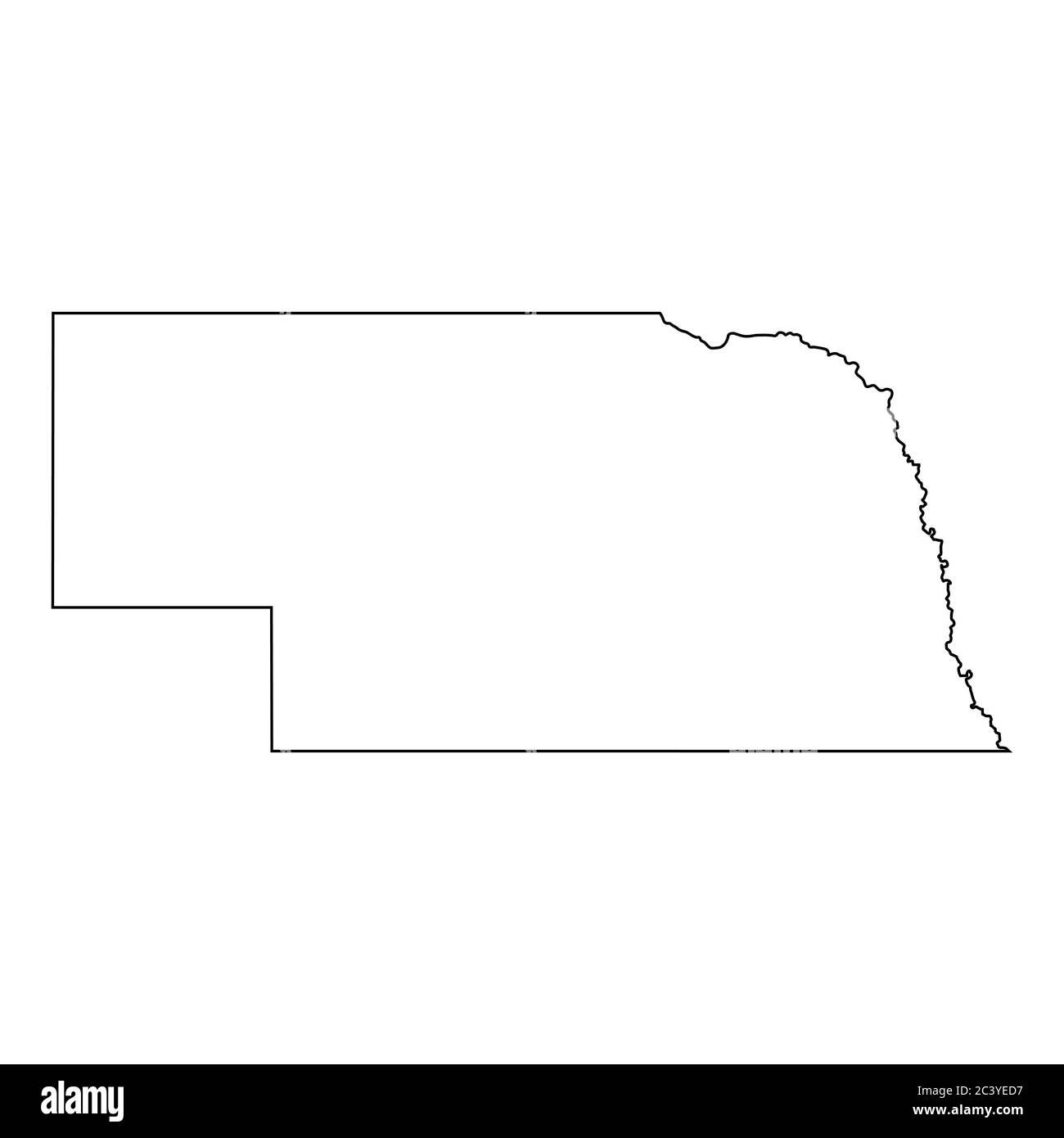 Mappe dello stato del Nebraska, Nebraska. Mappa con contorno nero isolata su sfondo bianco. Vettore EPS Illustrazione Vettoriale