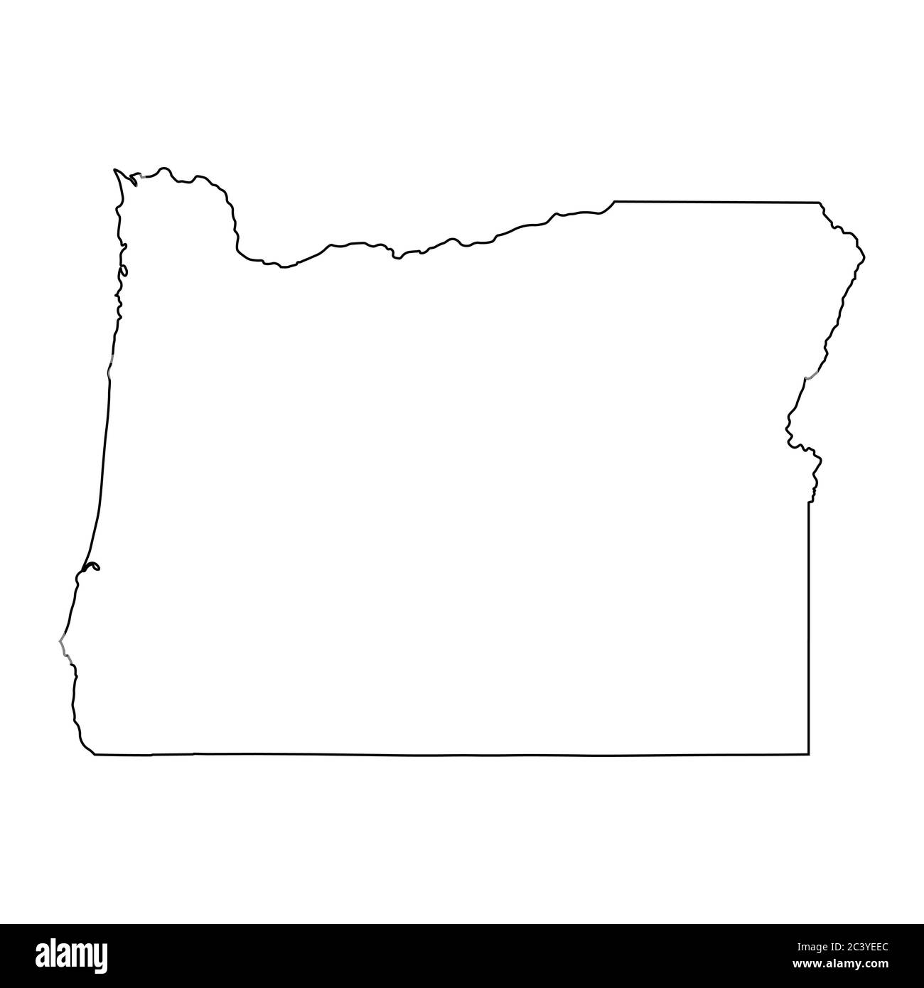 Oregon O mappe di stato. Mappa con contorno nero isolata su sfondo bianco. Vettore EPS Illustrazione Vettoriale