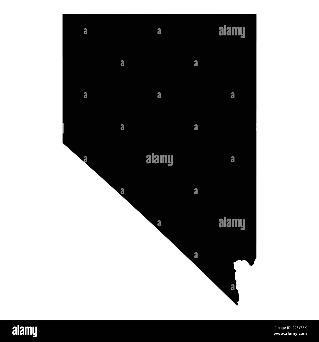 Mappe di stato Nevada NV. Mappa solida silhouette nera isolata su sfondo bianco. Vettore EPS Illustrazione Vettoriale