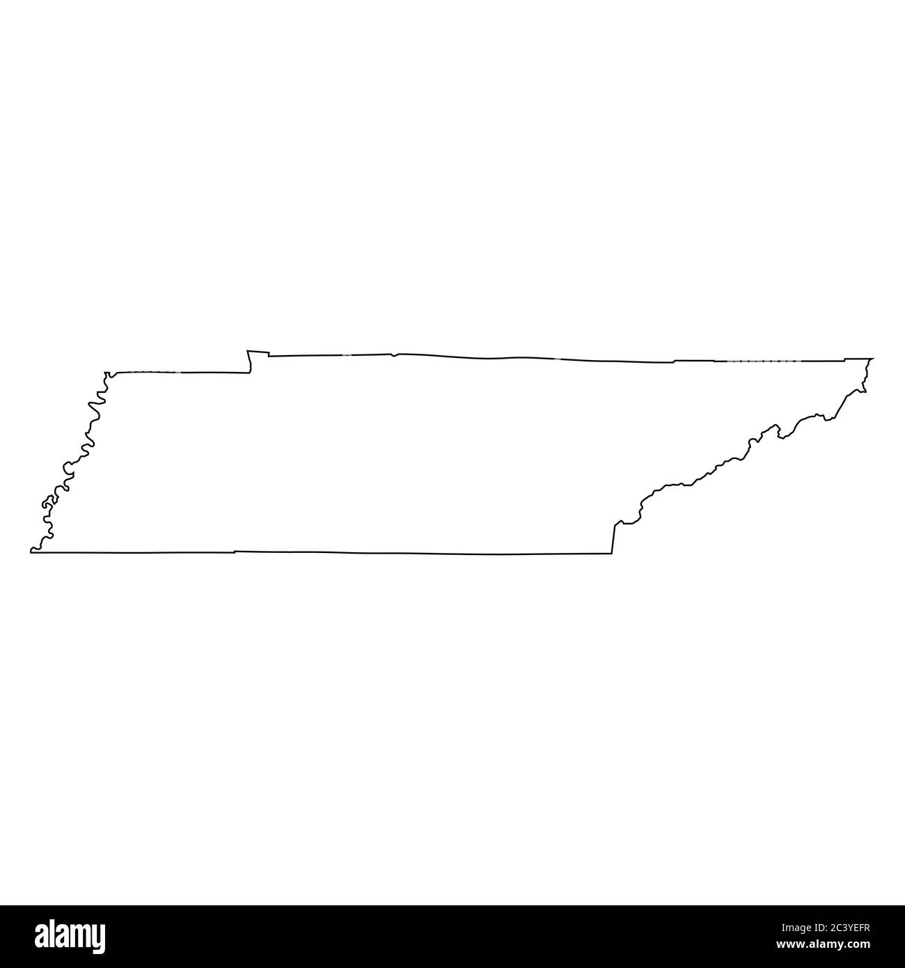 Tennessee TN Stato mappa Stati Uniti. Mappa con contorno nero isolata su sfondo bianco. Vettore EPS Illustrazione Vettoriale