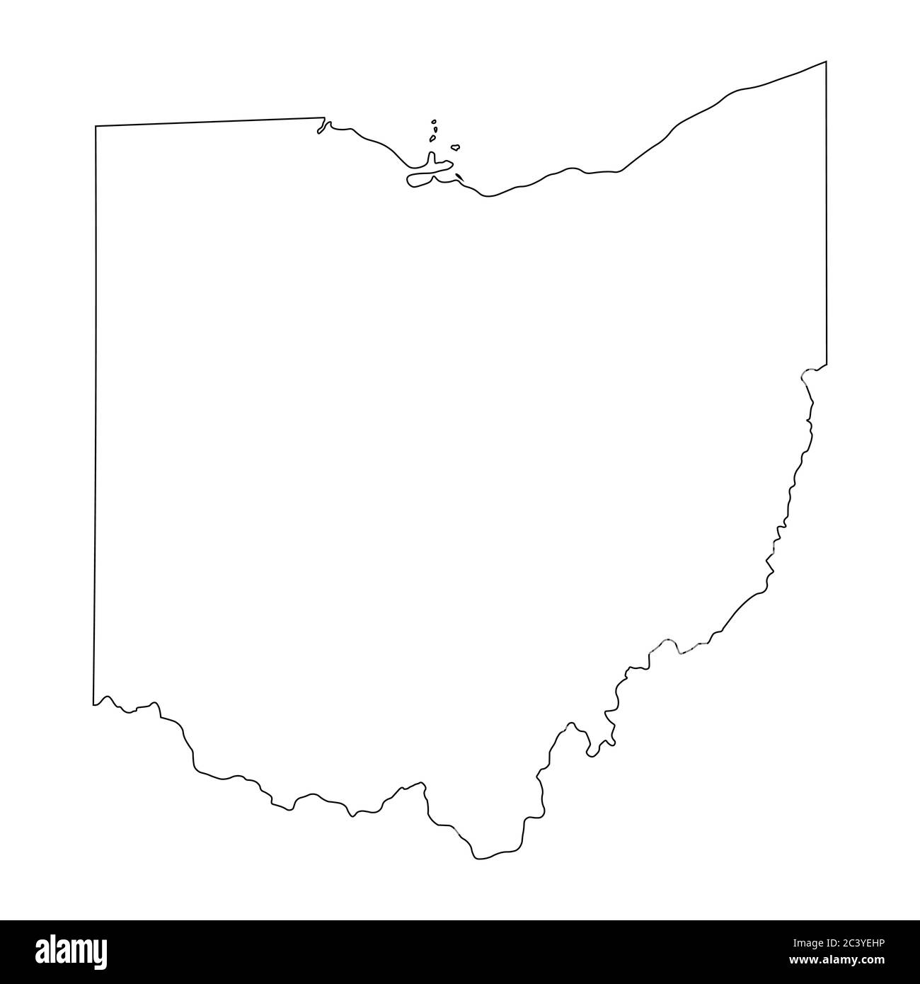 Ohio, mappe di stato. Mappa con contorno nero isolata su sfondo bianco. Vettore EPS Illustrazione Vettoriale