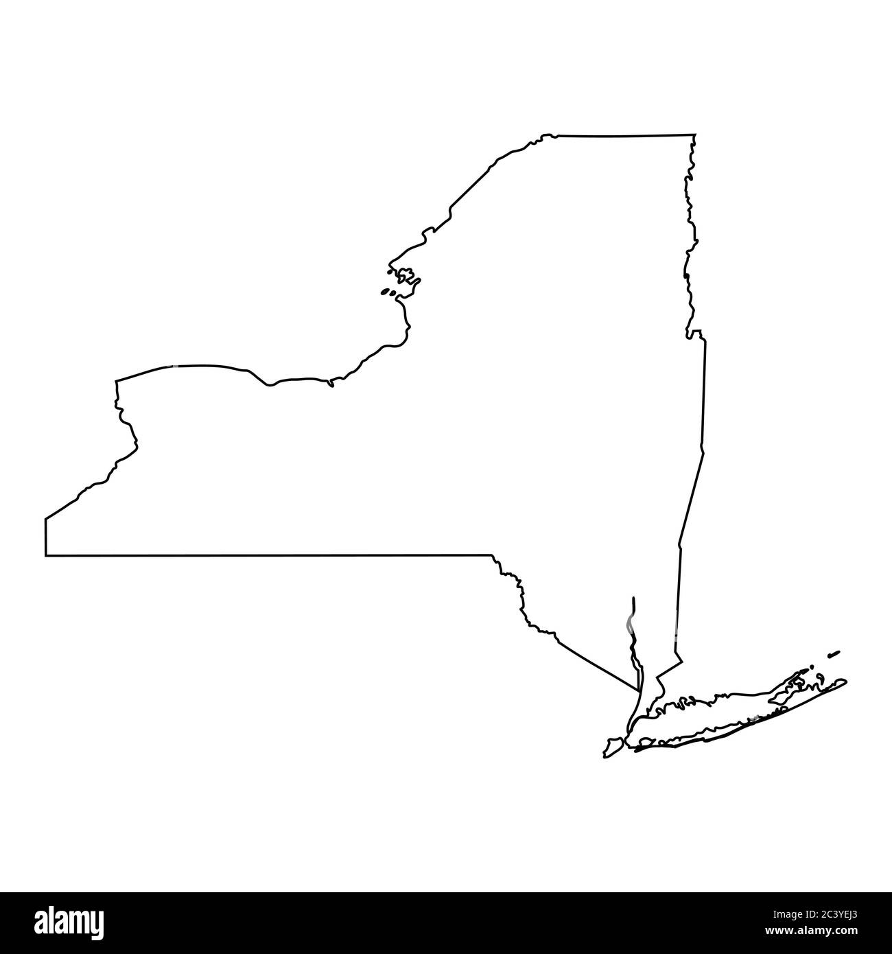 New York NY state Maps. Mappa con contorno nero isolata su sfondo bianco. Vettore EPS Illustrazione Vettoriale