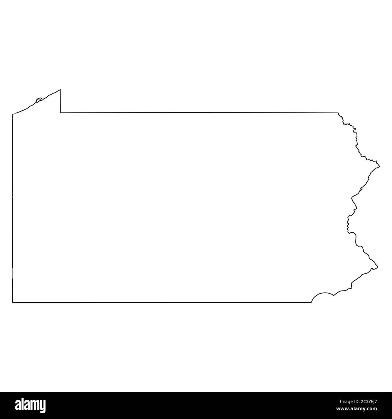 Mappe dello stato Pennsylvania PA. Mappa con contorno nero isolata su sfondo bianco. Vettore EPS Illustrazione Vettoriale