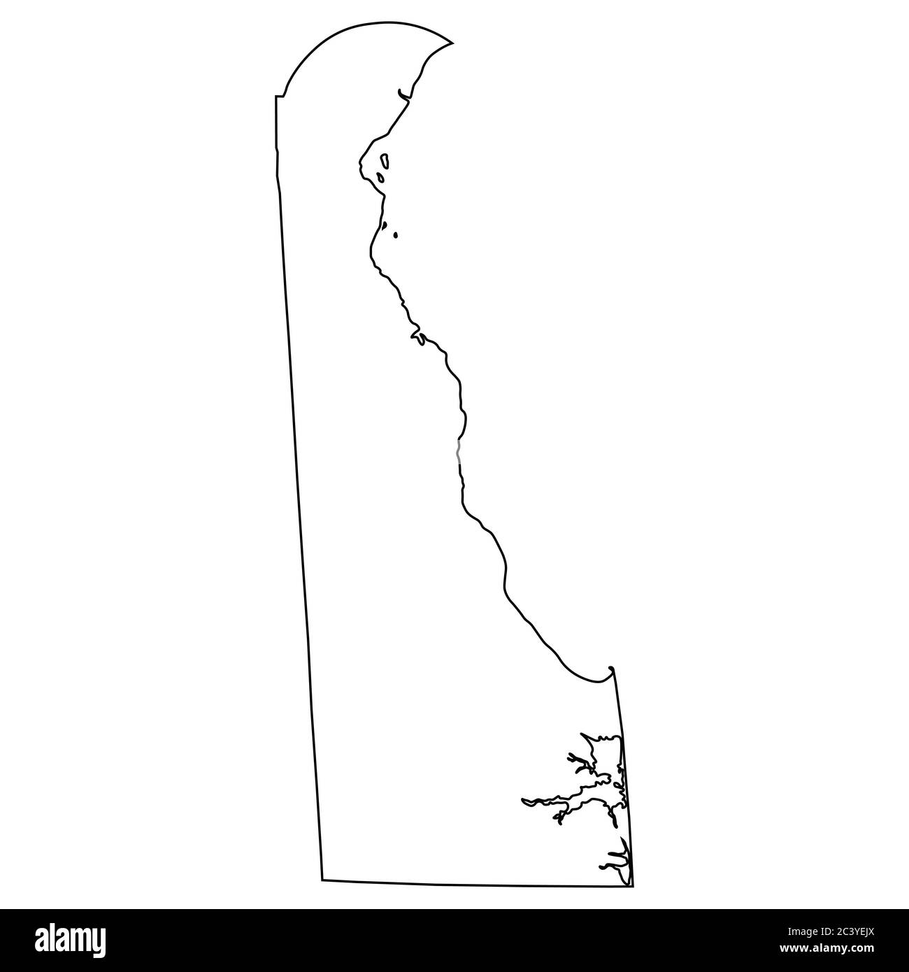 Delaware DE state Maps USA. Mappa con contorno nero isolata su sfondo bianco. Vettore EPS Illustrazione Vettoriale