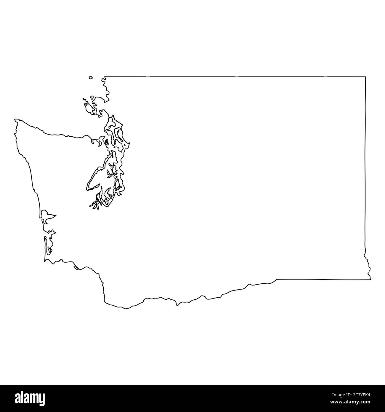 Washington WA mappa di stato USA. mao nero isolato su sfondo bianco. Vettore EPS Illustrazione Vettoriale