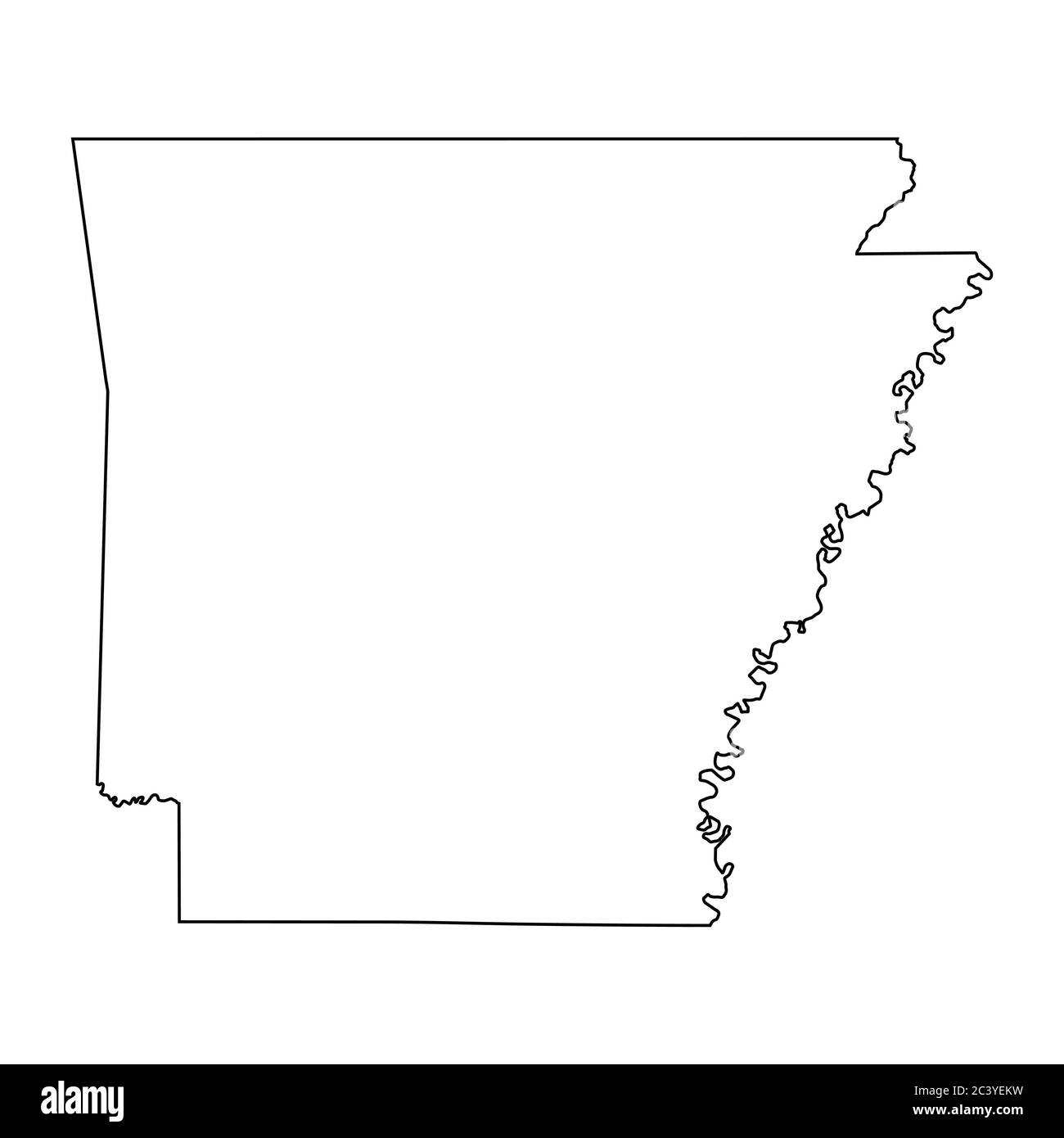 Arkansas AR state Map Stati Uniti. Mappa con contorno nero isolata su sfondo bianco. Vettore EPS Illustrazione Vettoriale