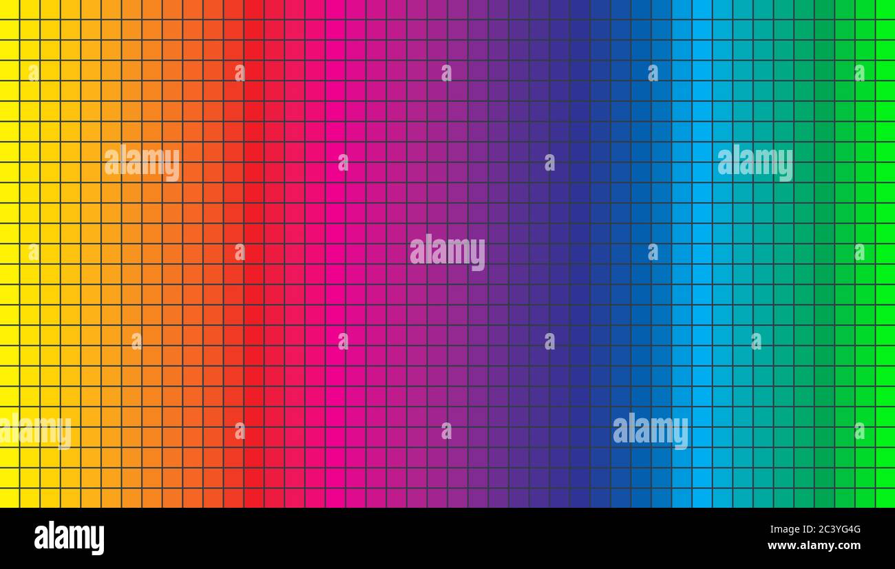 Illustrazione di sfondo dei pixel astratti. Spettro di colori sfondo quadrati colorati. Illustrazione Vettoriale