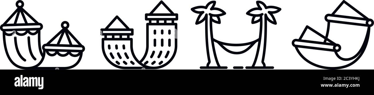 Set di icone amaca. Insieme di icone vettoriali per amaca per disegno web isolato su sfondo bianco Illustrazione Vettoriale