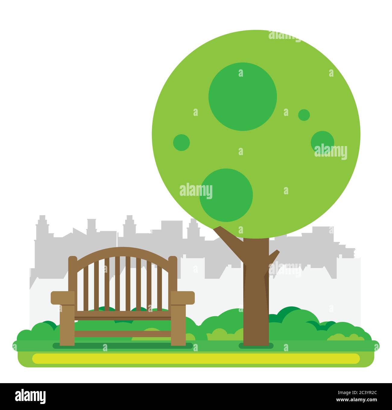 Parco pubblico in città. Illustrazione vettoriale. Illustrazione Vettoriale