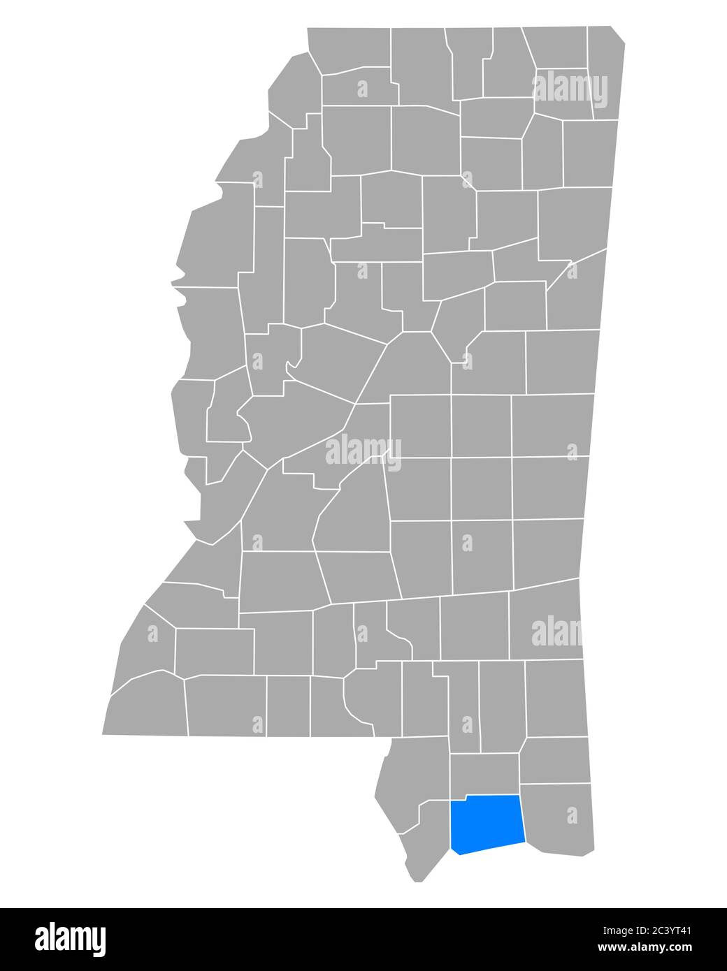 Harrison sulla mappa di Mississippi Foto Stock
