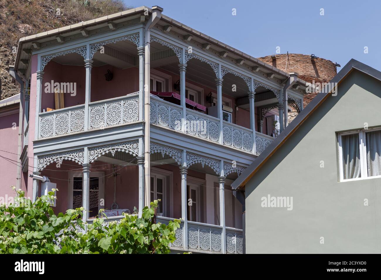 Tipici edifici antichi di Old Tbilisi, Georgia Foto Stock