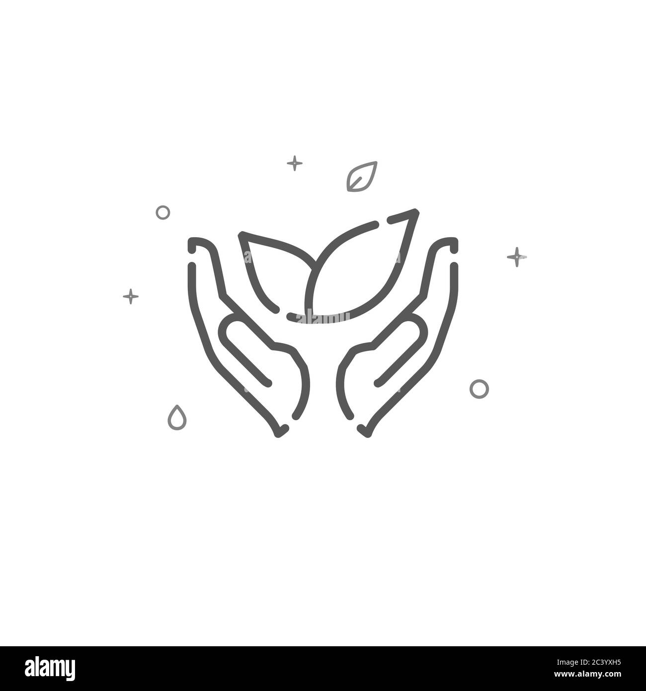 Salvare l'icona della linea vettoriale semplice delle mani naturali. Cartello di protezione ambientale. Sfondo chiaro. Tratto modificabile Illustrazione Vettoriale