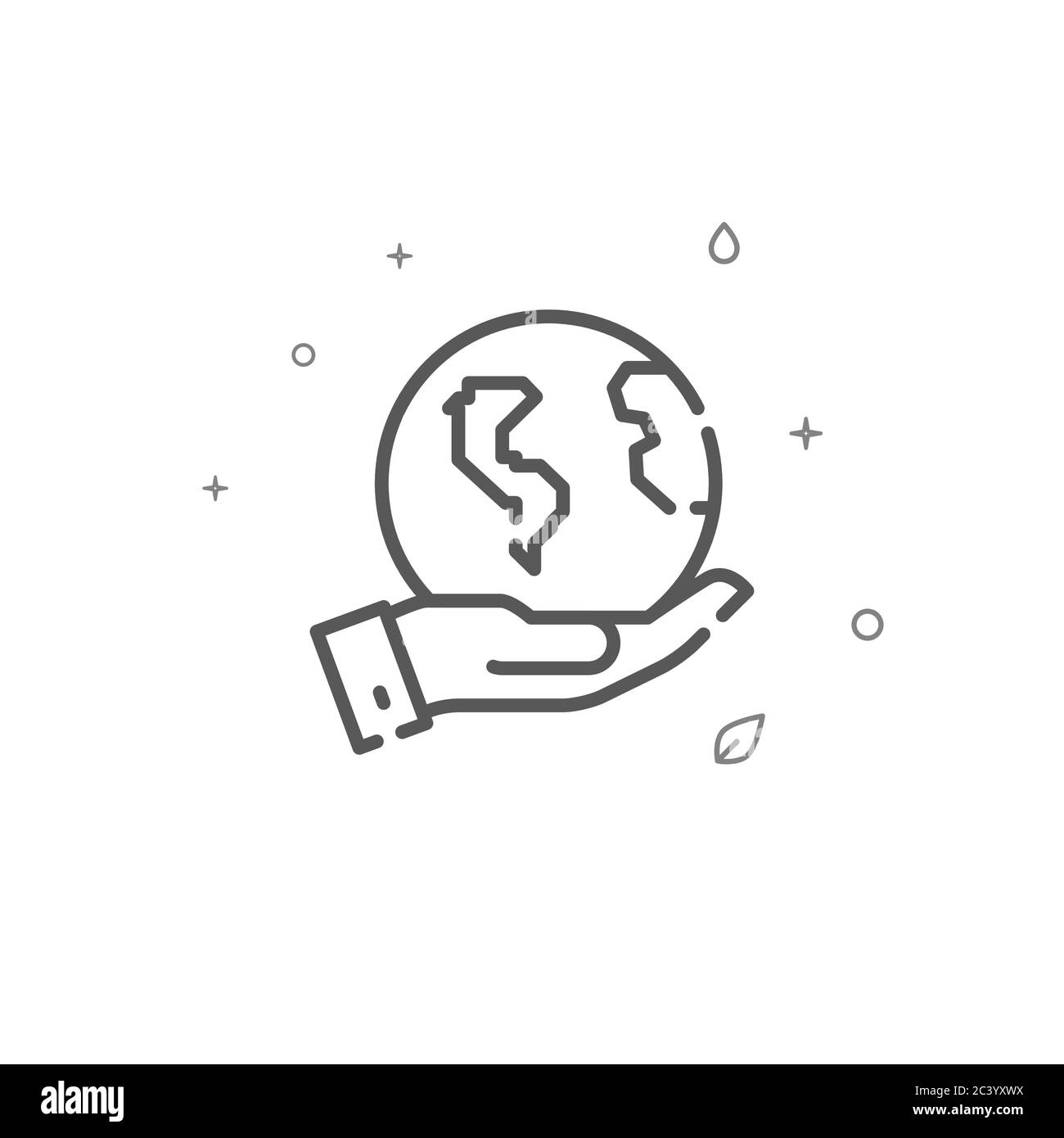 Salvare l'icona della linea vettoriale semplice del pianeta. Cartello di protezione ambientale. Sfondo chiaro. Tratto modificabile Illustrazione Vettoriale