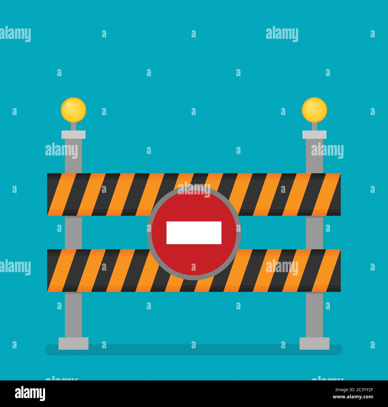 Icona di divieto di segnaletica stradale in stile piatto isolata su sfondo a colori Illustrazione Vettoriale