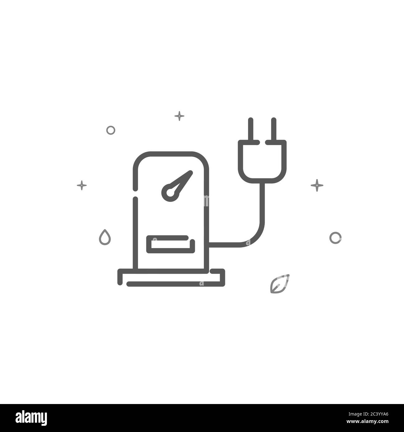 Rifornimento di auto elettrica icona semplice linea vettoriale. Simbolo di protezione dell'ambiente, pittogramma, simbolo. Sfondo chiaro. Tratto modificabile. Regolare lo spessore della linea. Illustrazione Vettoriale