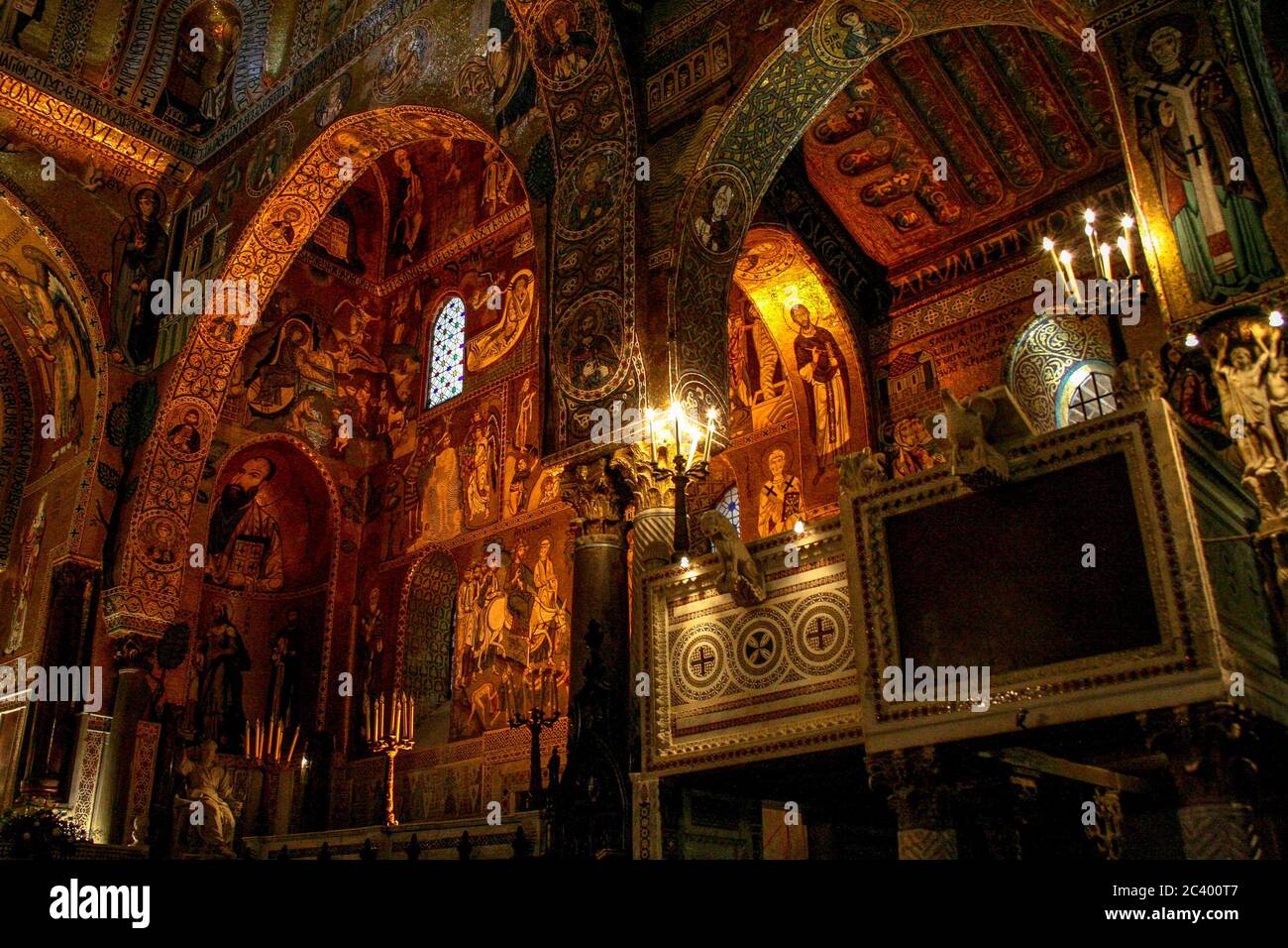 Decorazione interna della cattedrale di Palermo - Patrimonio dell'Umanità dell'UNESCO (Sicilia / Italia) Foto Stock