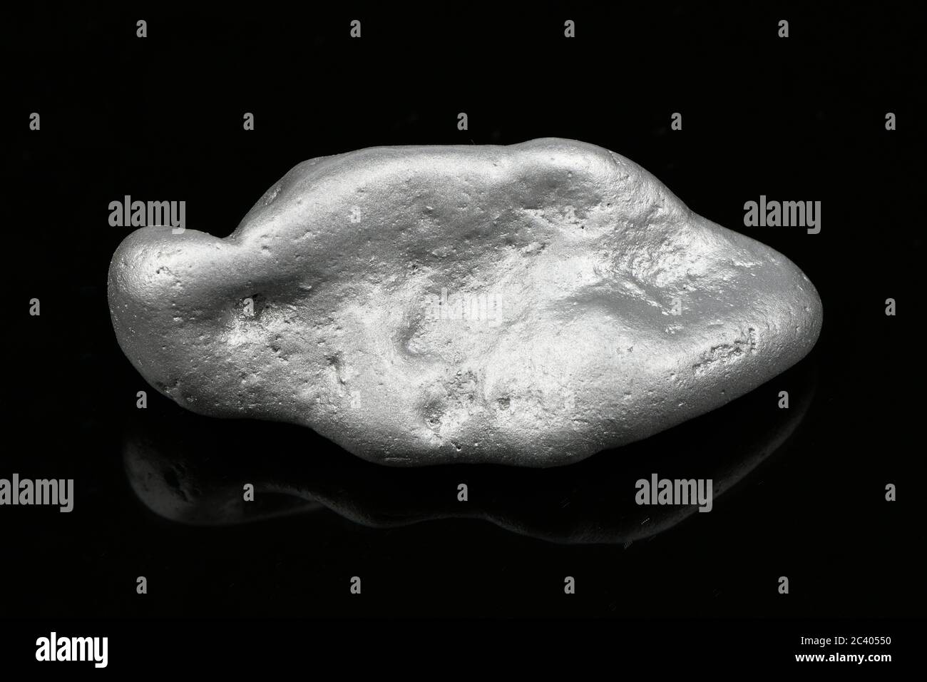 Grande nocciolo argentato su sfondo nero. Foto ad alta risoluzione. Profondità di campo completa. Foto Stock