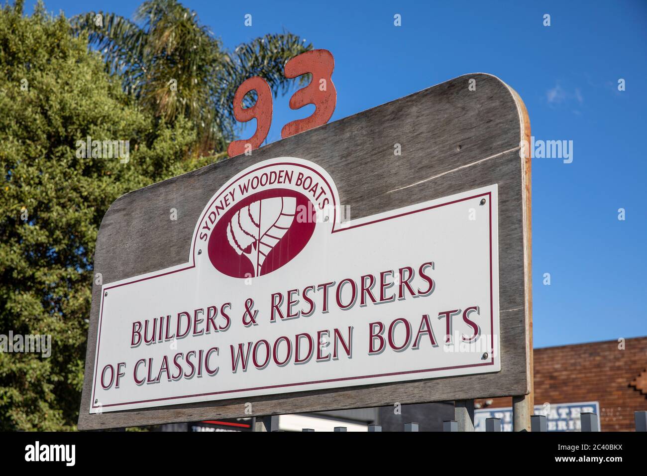 Sydney business che si specializza nella costruzione e nel ripristino di barche a vela in legno classico, Australia Foto Stock