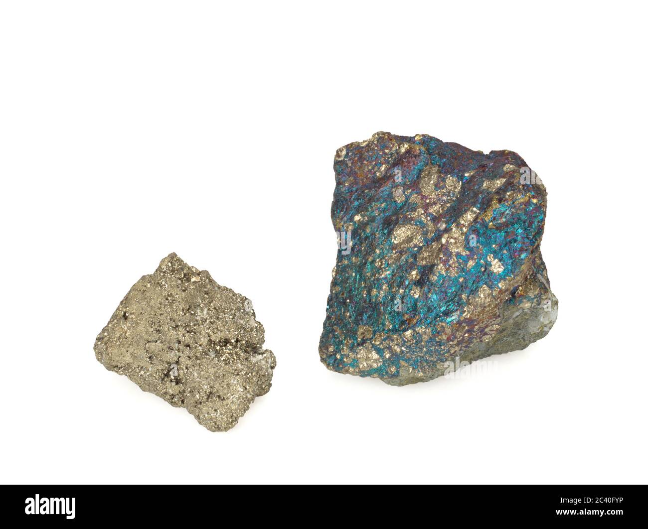 Piriti naturali su sfondo bianco Foto Stock