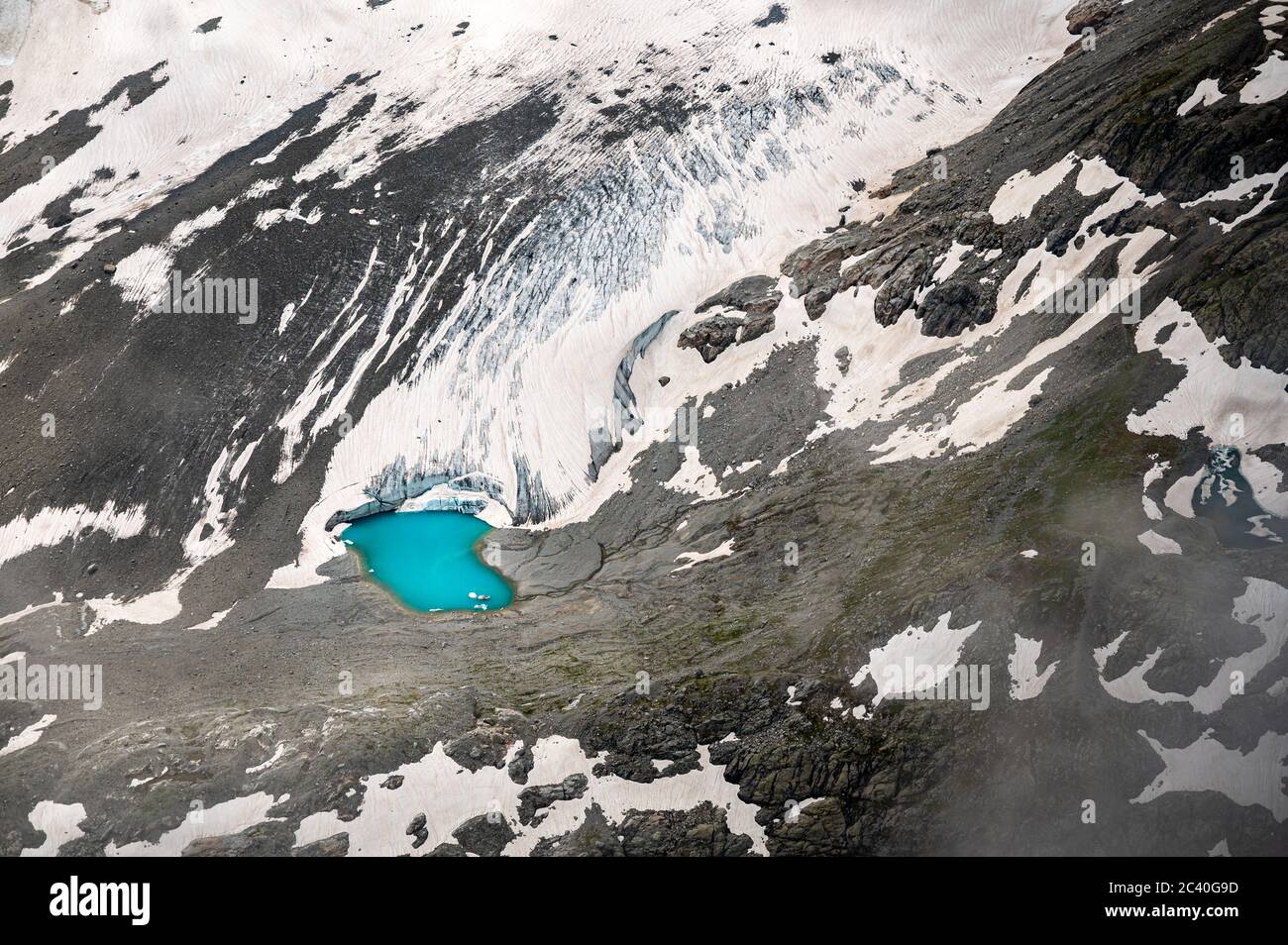 Laguna del ghiacciaio a Breithorngletscher nella valle di Lauterbrunnen Foto Stock