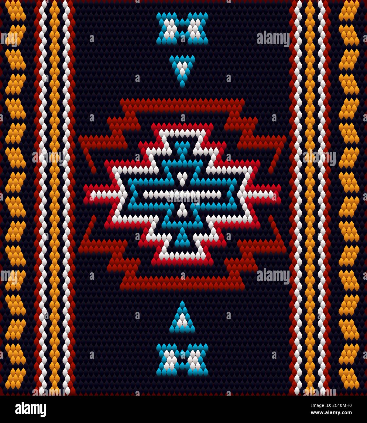 Un ornamento tradizionale dei popoli e dei paesi dell'Asia, in cui i colori saturi attirano fortuna e ricchezza. Tappeti tessuti da donna con ornamento em Illustrazione Vettoriale